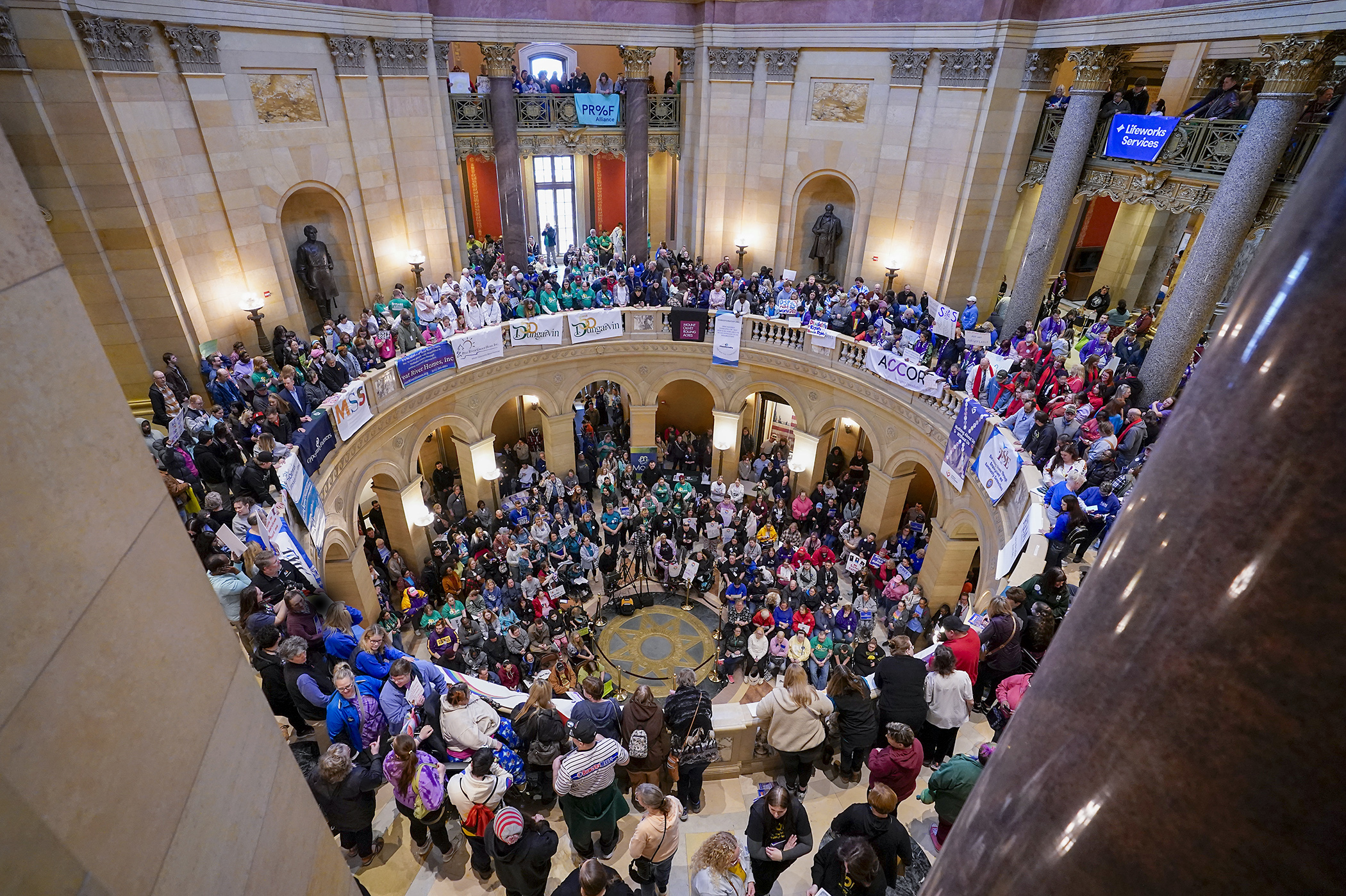 Community members participate in Disability Services Day at the Capitol March 24. Hundreds gathered to listen to speakers and show their support at the annual advocacy event. (Photo by Michele Jokinen)
